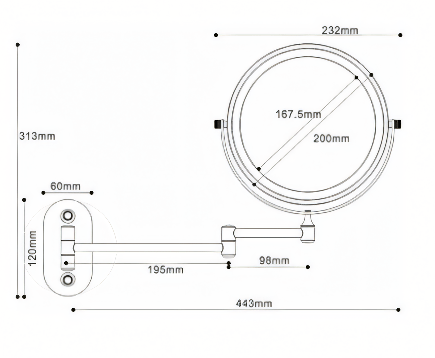 ReflecView - Specchio con Lampada LED Ricaricabile – lampada design da parete di Luximode
