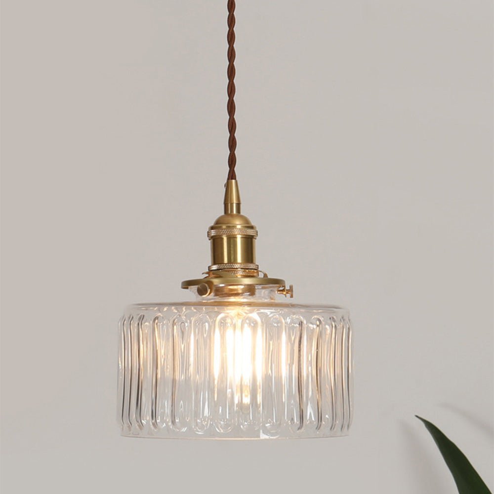 LumeRiflesso – Lampada a Sospensione Vintage in Vetro Scanalato e Ottone – lampada design da parete di Luximode