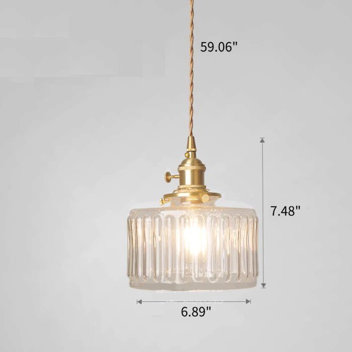 LumeRiflesso – Lampada a Sospensione Vintage in Vetro Scanalato e Ottone – lampada design da parete di Luximode