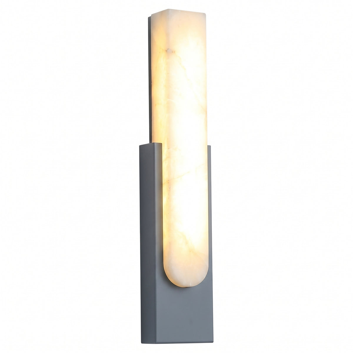 LinearBeam applique lineare in marmo con base grigia, accesa