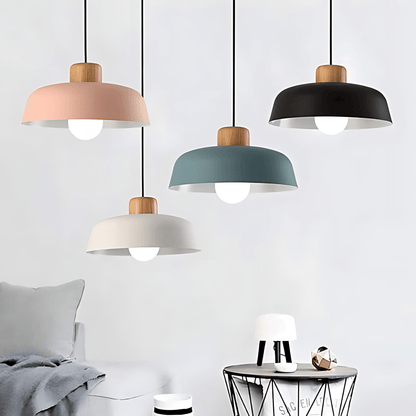 NordikaGlow – Lampada a Sospensione Moderna in Metallo e Legno Naturale – lampada design da parete di Luximode