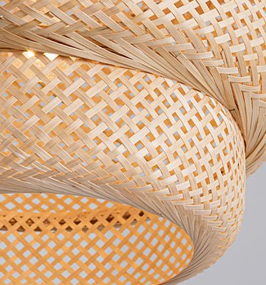 GlowNest – Lampada a Sospensione in Bambù Intrecciato – lampada design da parete di Luximode