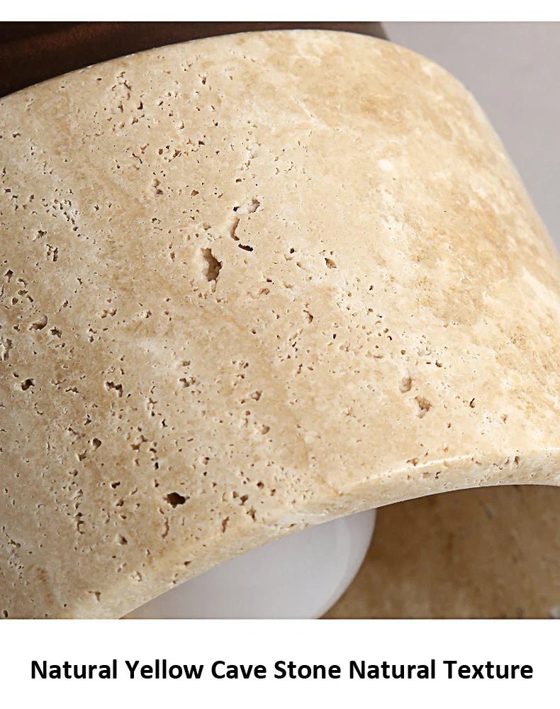 StoneGlow – Plafoniera Cilindrica in Pietra Naturale e Legno – lampada design da parete di Luximode