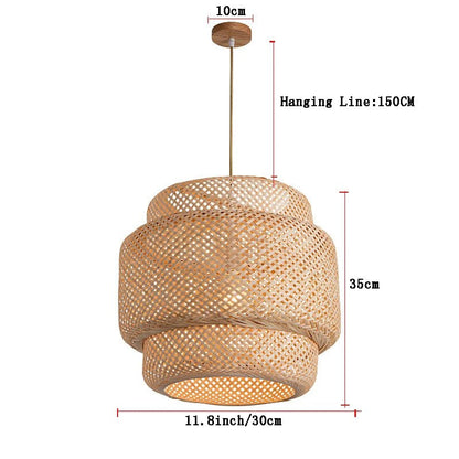 GlowNest – Lampada a Sospensione in Bambù Intrecciato – lampada design da parete di Luximode