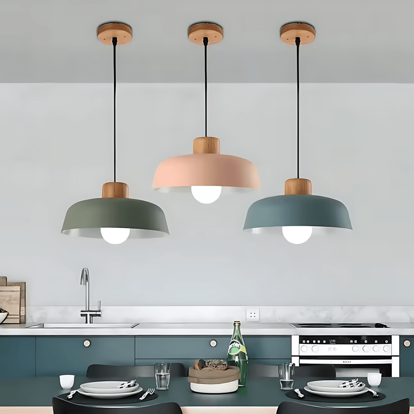 NordikaGlow – Lampada a Sospensione Moderna in Metallo e Legno Naturale – lampada design da parete di Luximode