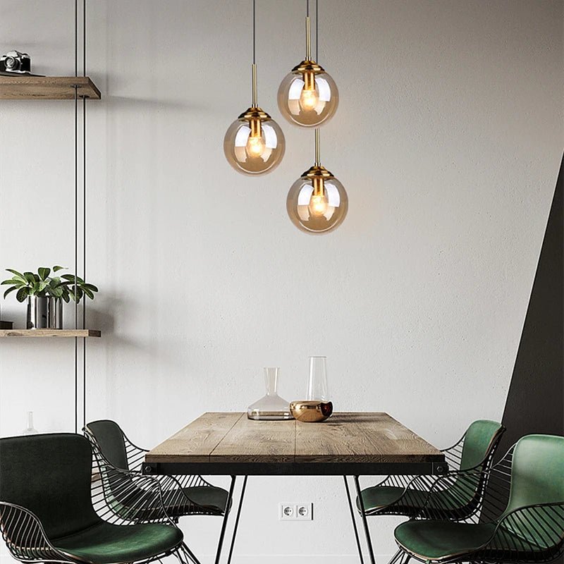 LumiSfera – Lampada a Sospensione in Vetro e Metallo Dorato – lampada design da parete di Luximode