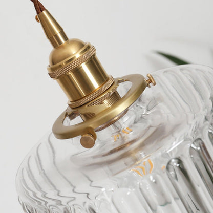 LumeRiflesso – Lampada a Sospensione Vintage in Vetro Scanalato e Ottone – lampada design da parete di Luximode