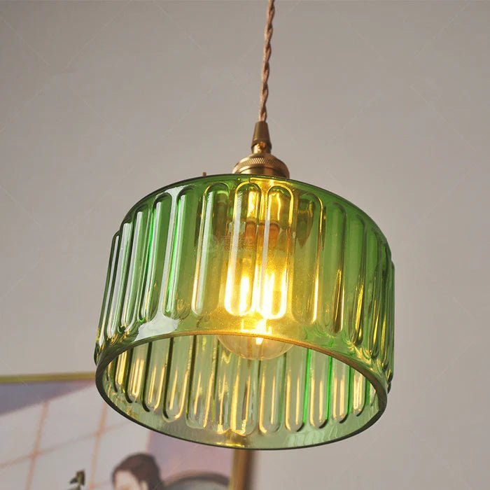 LumeRiflesso – Lampada a Sospensione Vintage in Vetro Scanalato e Ottone – lampada design da parete di Luximode
