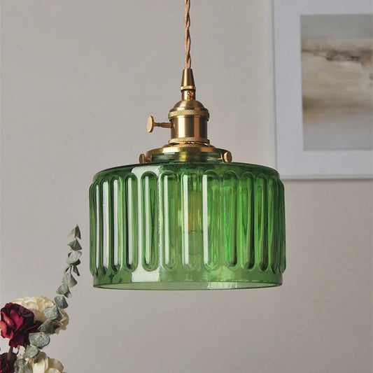 LumeRiflesso – Lampada a Sospensione Vintage in Vetro Scanalato e Ottone – lampada design da parete di Luximode