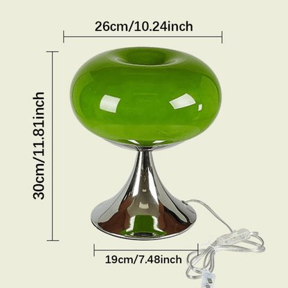 DonuGlow – Lampada da Tavolo Moderna in Vetro Colorato e Base Cromata – lampada design da parete di Luximode
