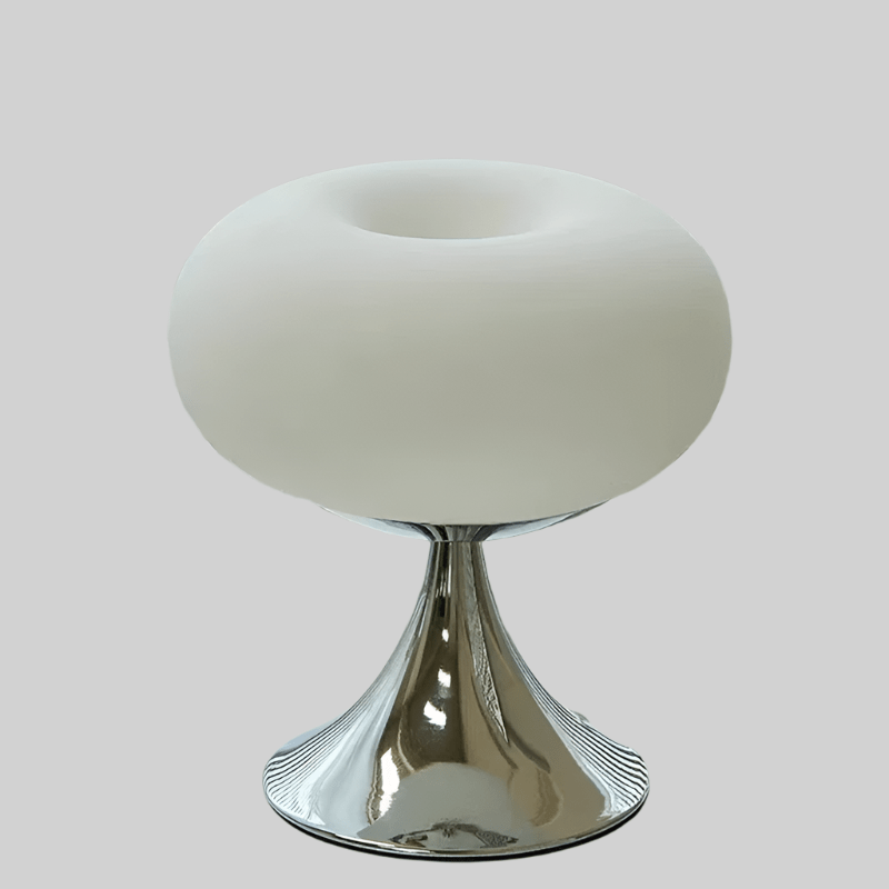 DonuGlow – Lampada da Tavolo Moderna in Vetro Colorato e Base Cromata – lampada design da parete di Luximode