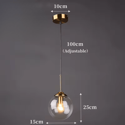LumiSfera – Lampada a Sospensione in Vetro e Metallo Dorato – lampada design da parete di Luximode
