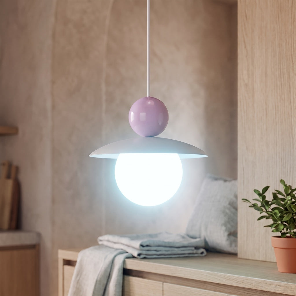 Burano con sfera lilla, luce bianco freddo