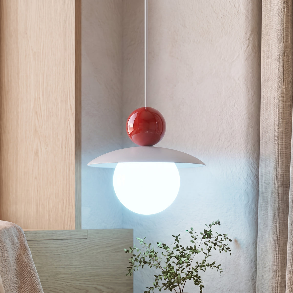 Burano con sfera rossa, luce bianco freddo