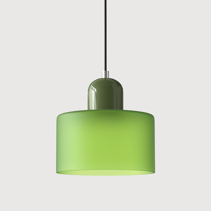 Lampada a sospensione Croma in vetro verde opaco con base verde