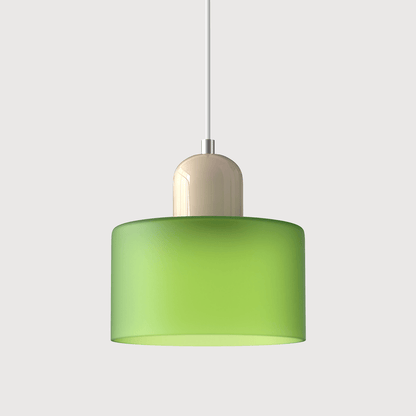 Lampada a sospensione Croma in vetro verde opaco con base beige