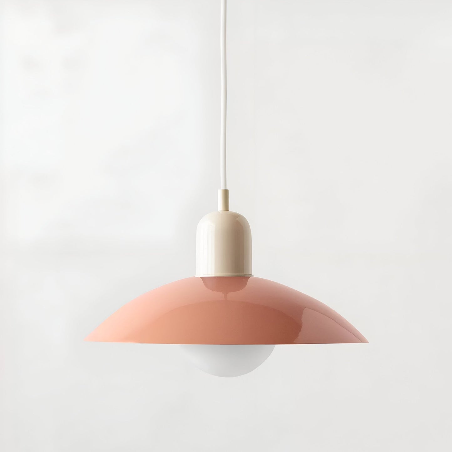DomeLine Bauhaus - variante paralume rosa con coppa bianca - vista frontale | Luximode