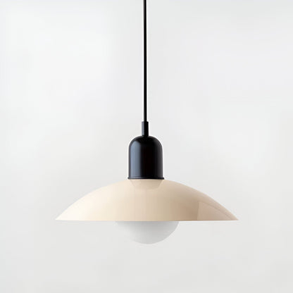 DomeLine Bauhaus - variante paralume crema giallo con coppa nera - vista frontale | Luximode