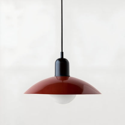 DomeLine Bauhaus - variante paralume rosso con coppa nera - vista frontale | Luximode