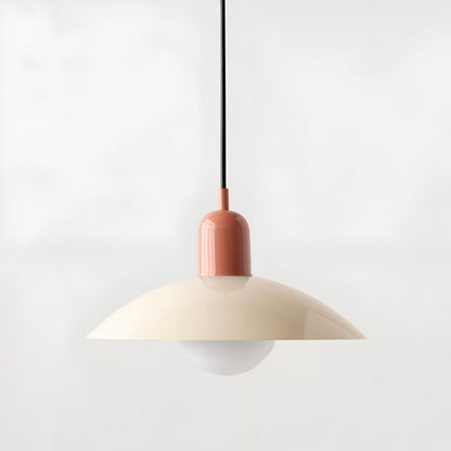 DomeLine Bauhaus - variante paralume crema con coppa rosa - vista frontale | Luximode