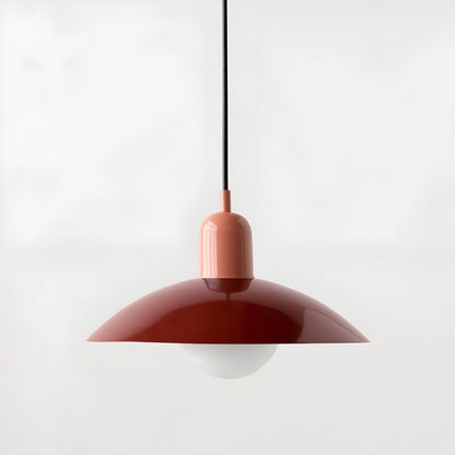 DomeLine Bauhaus - variante paralume rosso con coppa rosa - vista frontale | Luximode