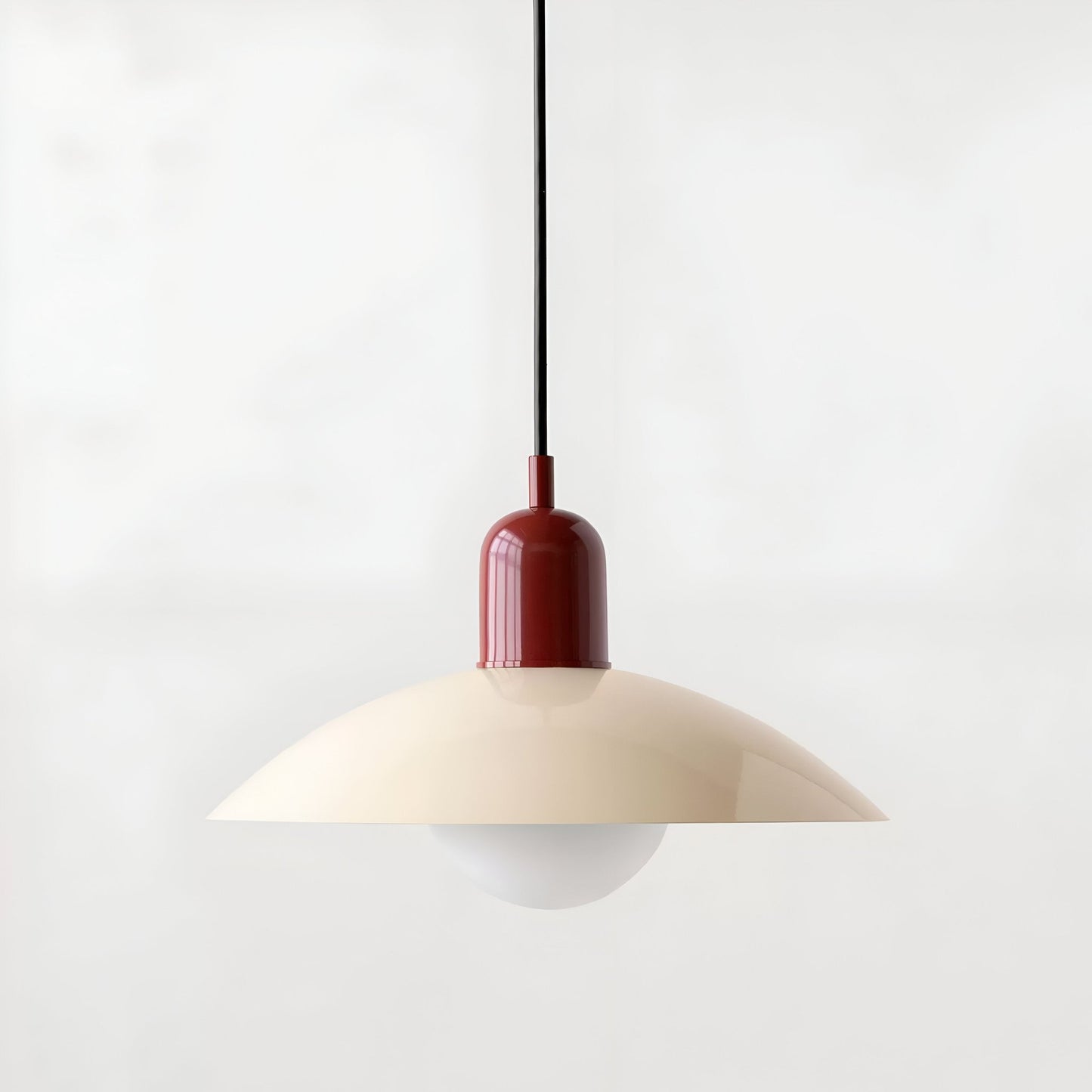 DomeLine Bauhaus - variante paralume crema con coppa rossa - vista frontale | Luximode