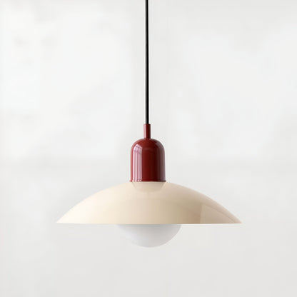 DomeLine Bauhaus - variante paralume crema con coppa rossa - vista frontale | Luximode