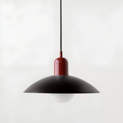 DomeLine Bauhaus - variante paralume nero con coppa rossa - vista frontale | Luximode