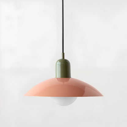 DomeLine Bauhaus - variante paralume rosa con coppa verde - vista frontale | Luximode