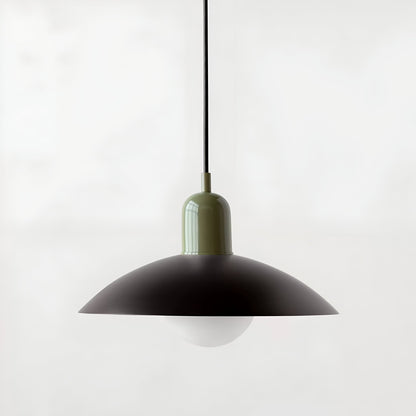 DomeLine Bauhaus - variante paralume nero con coppa verde - vista frontale | Luximode