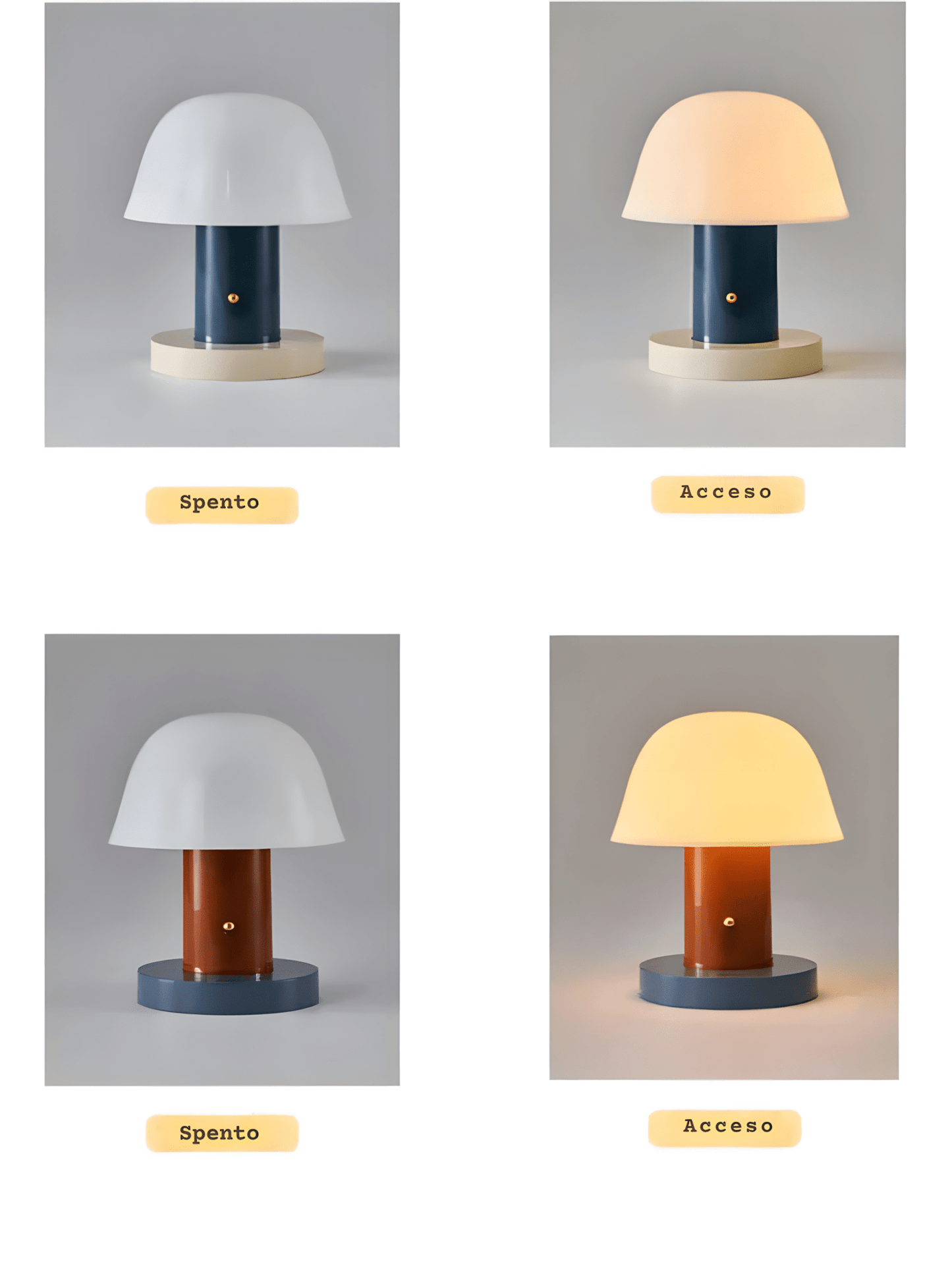 FungoLumiere - confronto stato acceso e spento per mostrare la resa luminosa | Luximode