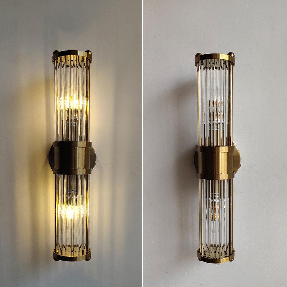 Lampada da parete GoldenRay dorata con dettagli in vetro