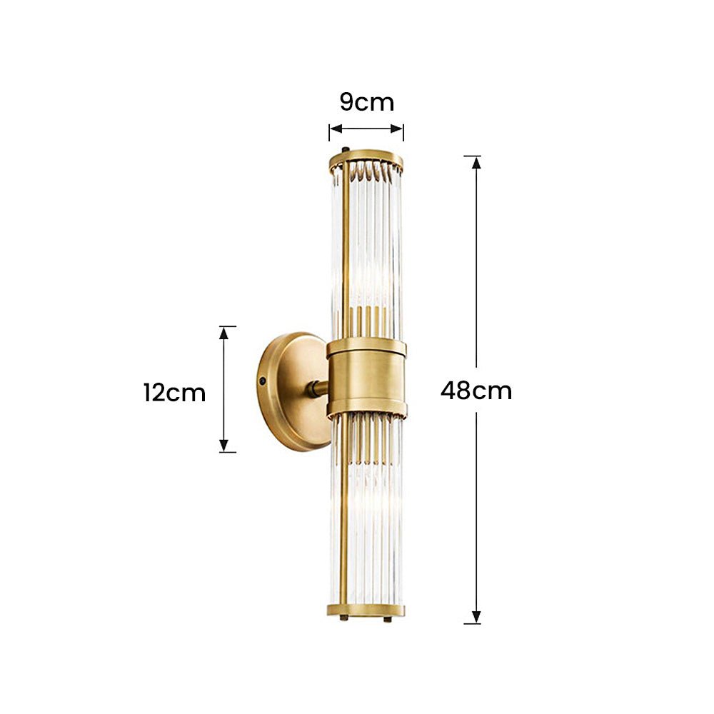 Lampada da parete GoldenRay dorata con dettagli in vetro