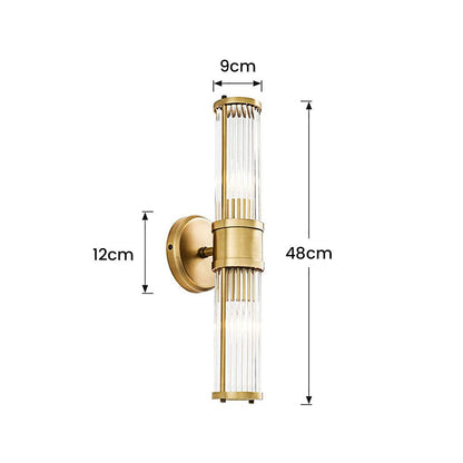 Lampada da parete GoldenRay dorata con dettagli in vetro