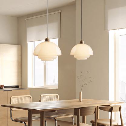 HannaPendant – lampada a sospensione in vetro in sala da pranzo di Luximode