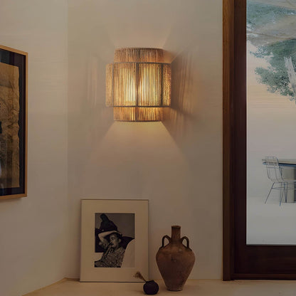 Lampada da parete giapponese HikariShade in fibre naturali