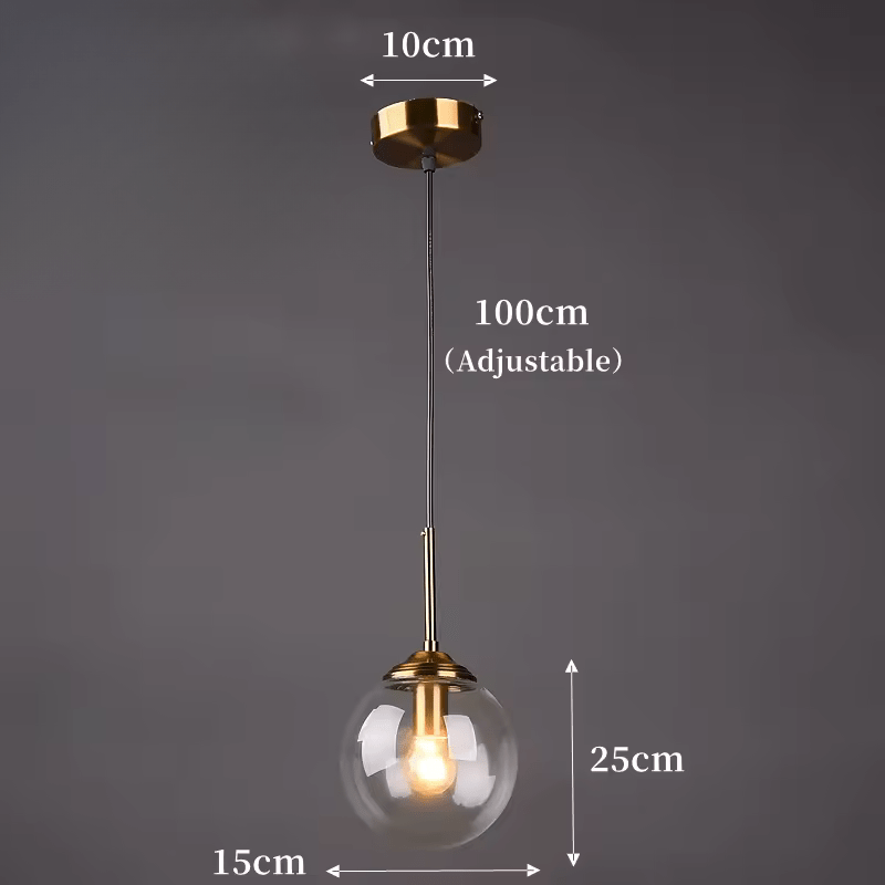 LumiSfera – lampada a sospensione in vetro e metallo dorato di Luximode