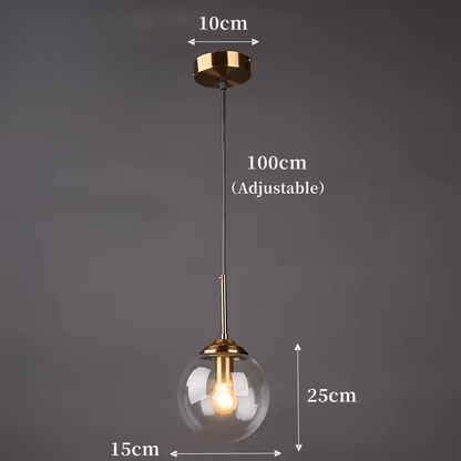 LumiSfera – lampada a sospensione in vetro e metallo dorato di Luximode