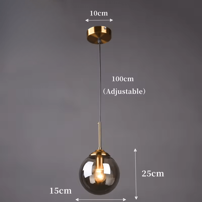 LumiSfera – lampada a sospensione in vetro e metallo dorato di Luximode
