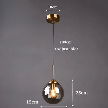 LumiSfera – lampada a sospensione in vetro e metallo dorato di Luximode