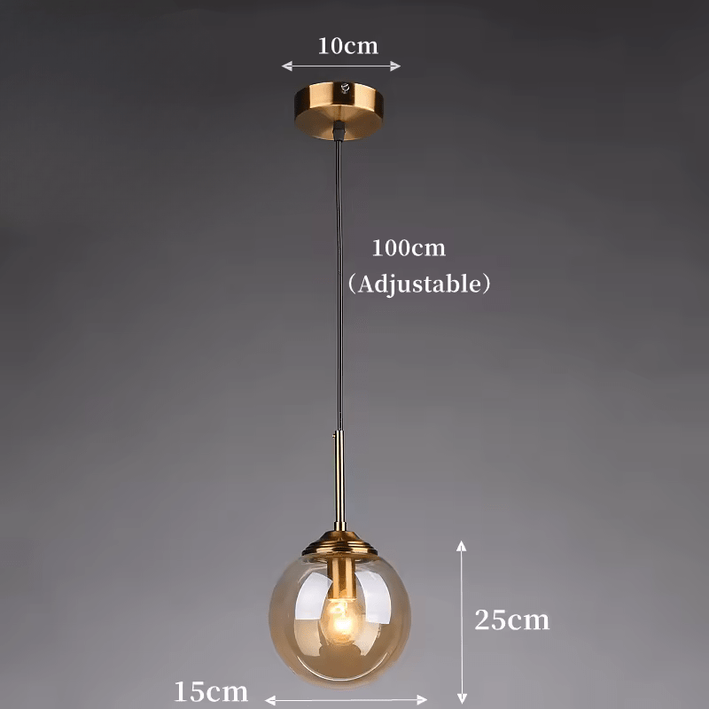 LumiSfera – lampada a sospensione in vetro e metallo dorato di Luximode