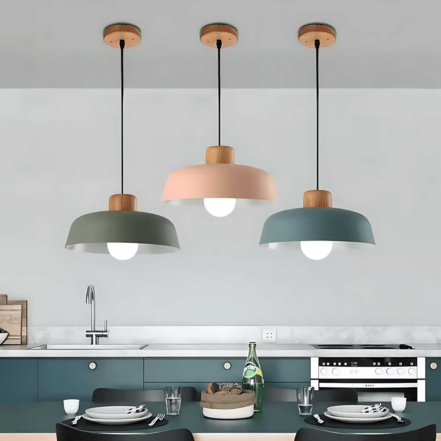 NordikaGlow – lampada a sospensione in metallo e legno di Luximode