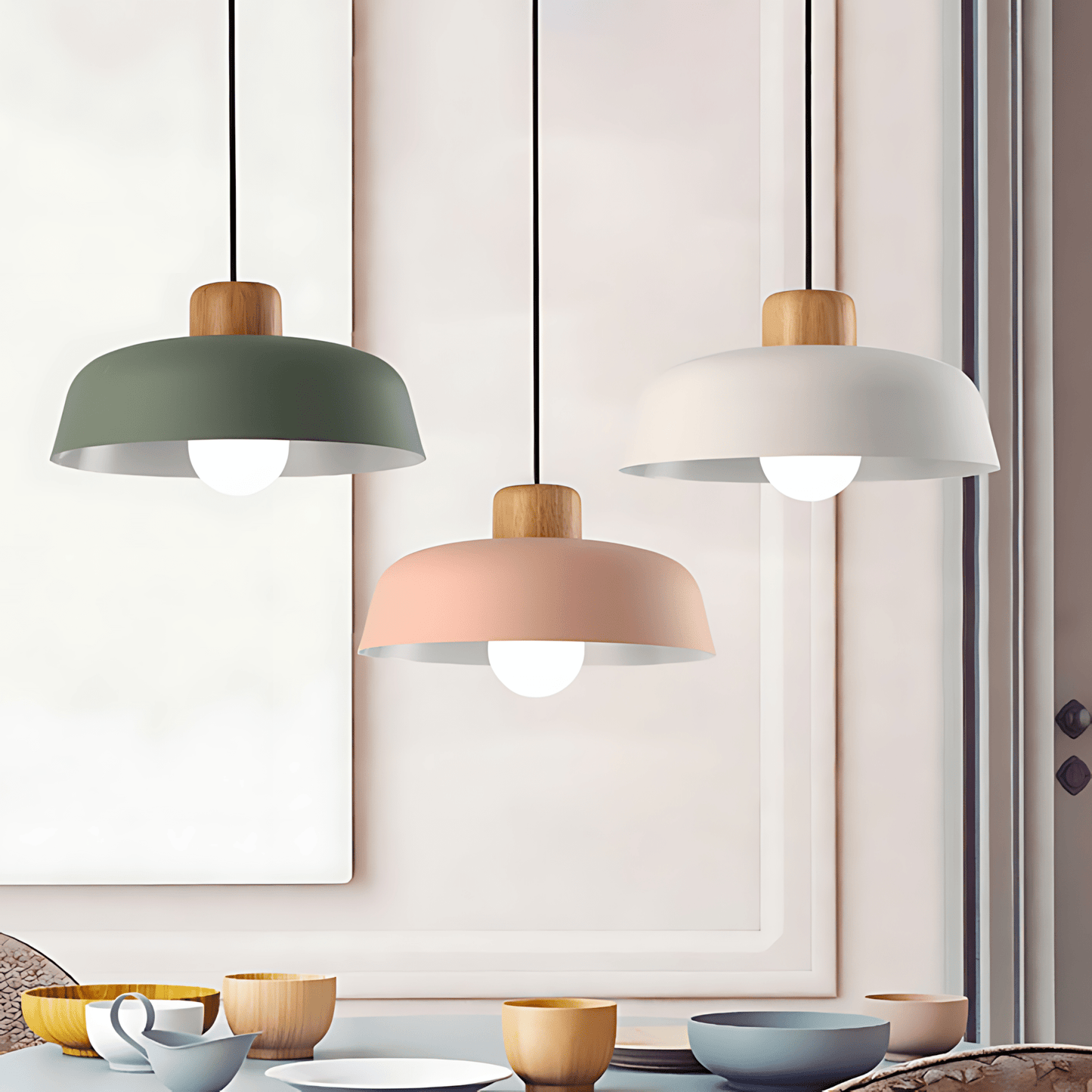 NordikaGlow – lampada a sospensione in metallo e legno di Luximode