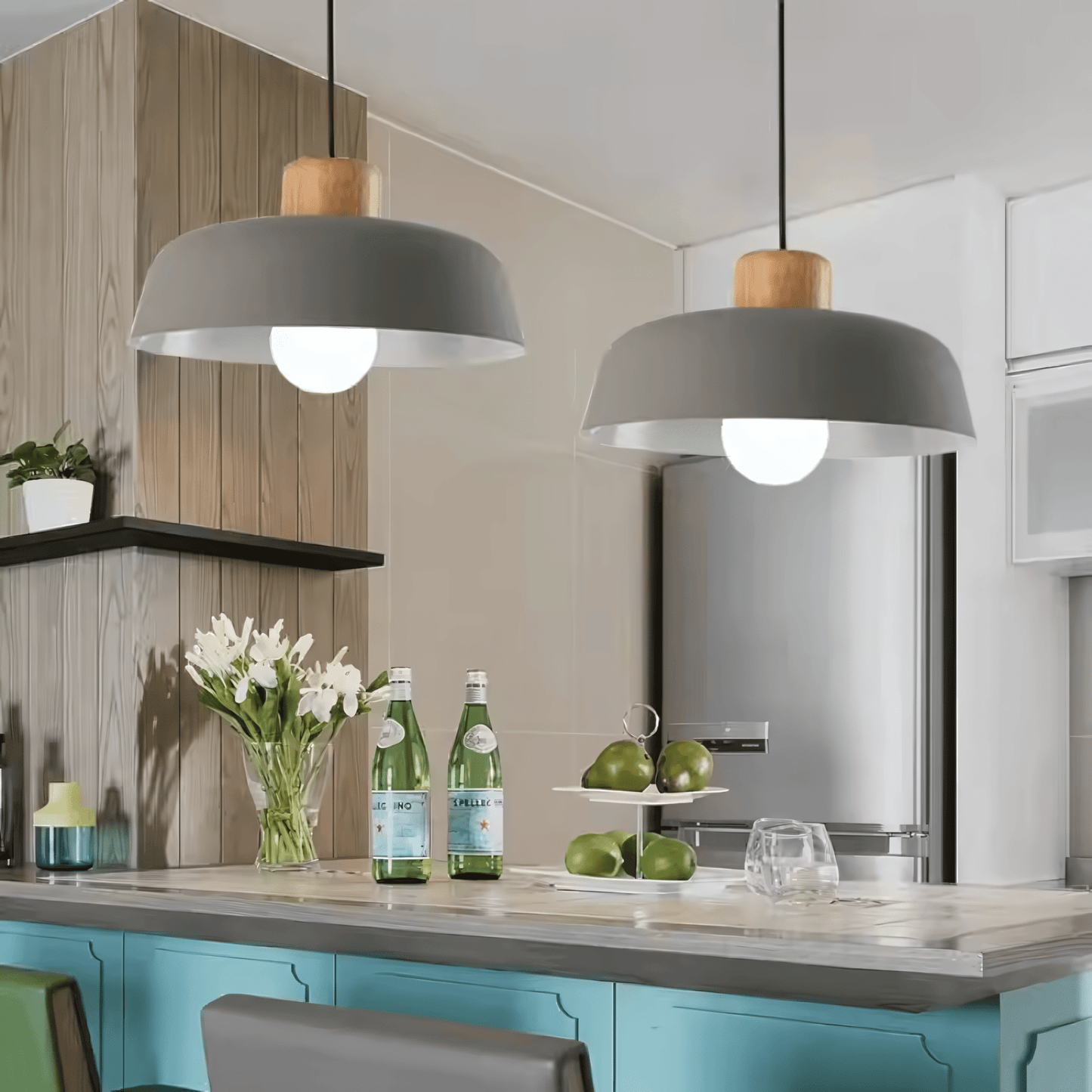 NordikaGlow – lampada a sospensione in metallo e legno di Luximode