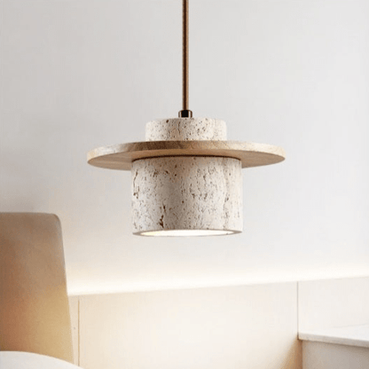 Lampada a sospensione PietraLamp in pietra e legno