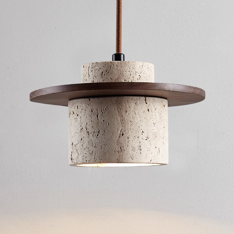 Lampada a sospensione PietraLamp in pietra e legno