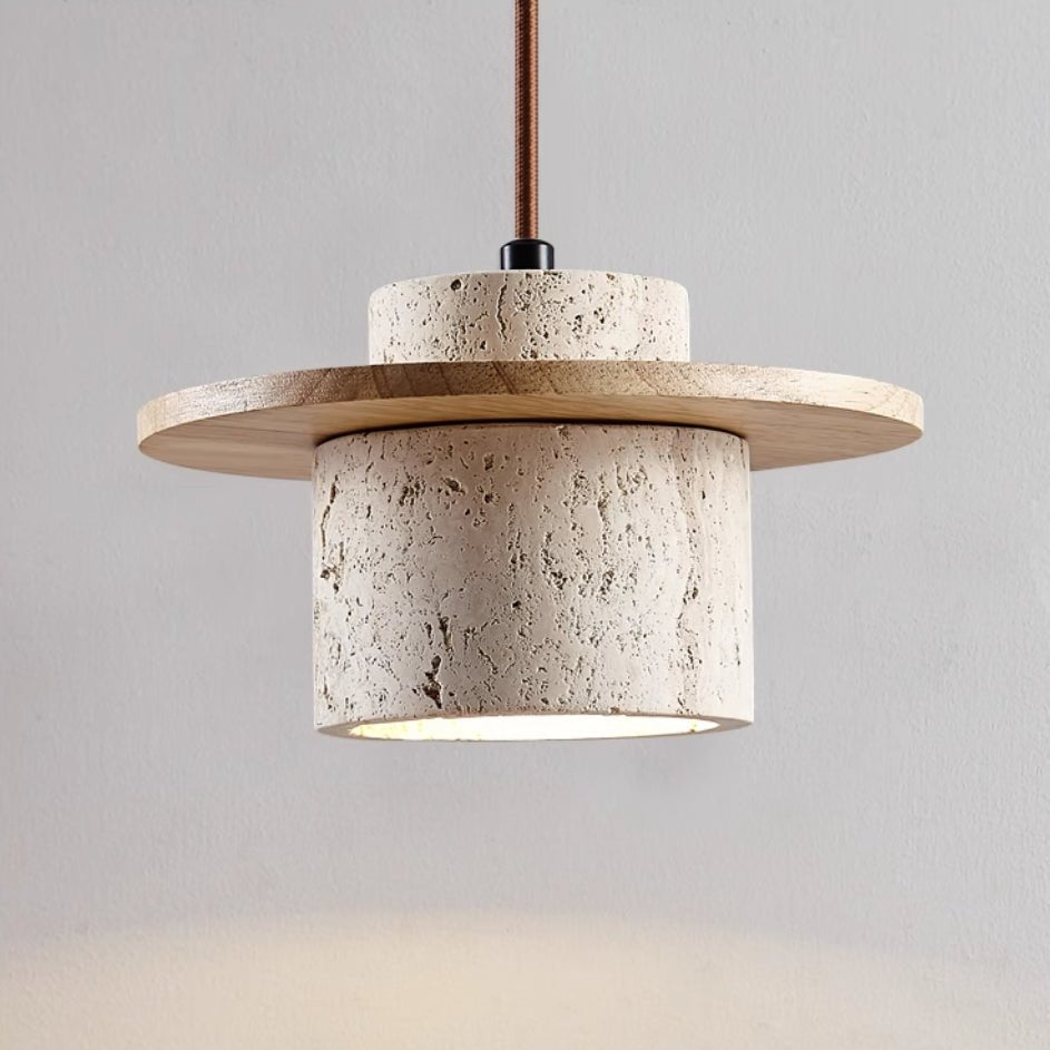 Lampada a sospensione PietraLamp in pietra e legno