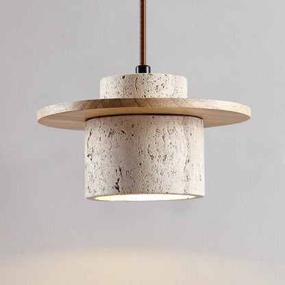 Lampada a sospensione PietraLamp in pietra e legno