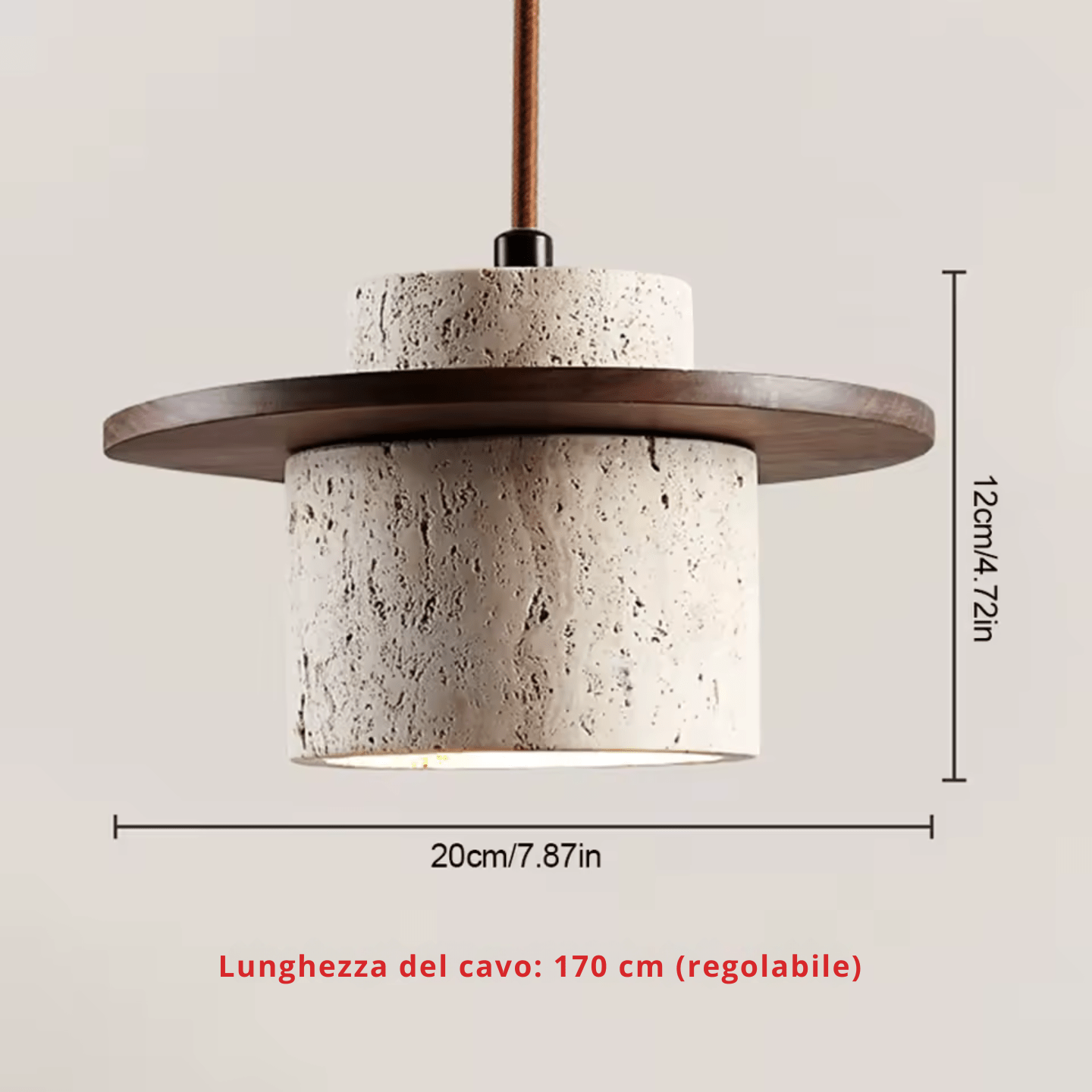 Schema della lunghezza del cavo regolabile (170 cm) della PietraLamp