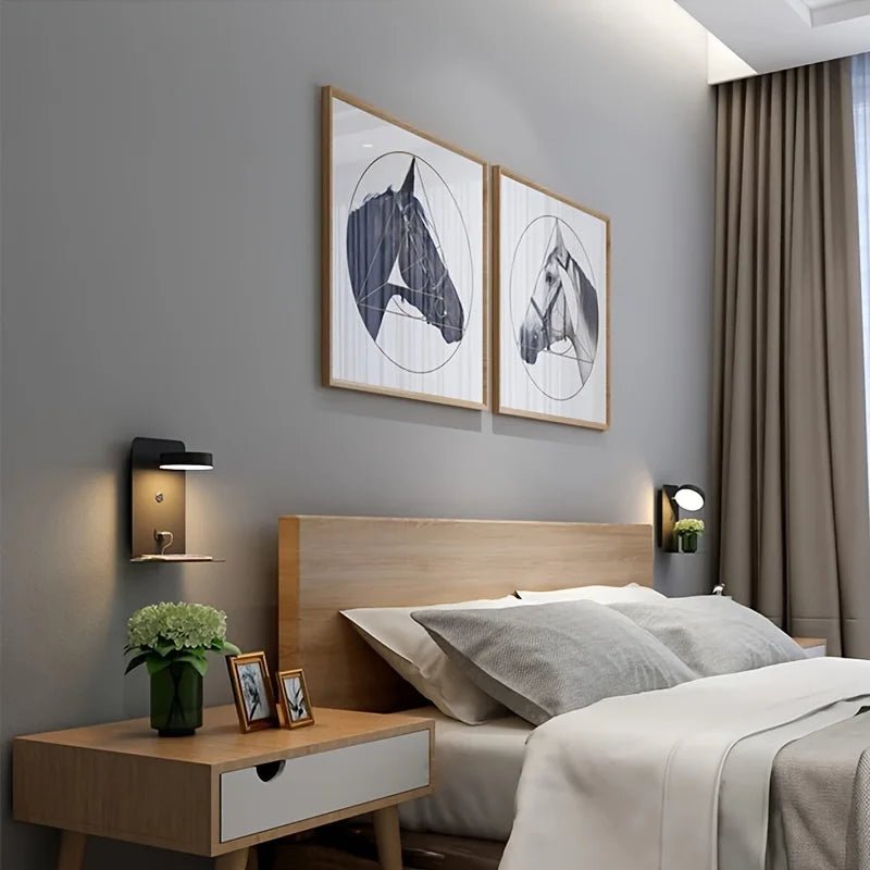 PureShine - Vista frontale dell'applique minimalista per camera da letto | Luximode